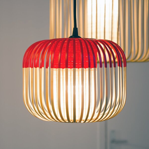 Függőlámpa Forestier, Bamboo, dimmable, Piros, Nappali, Bambusz, Dizájn