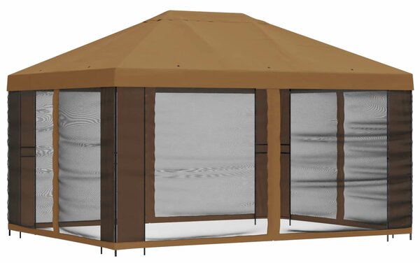 VidaXL Kerti pavilon oldalfalakkal 4 × 3 m Bézs Poliészter és acél