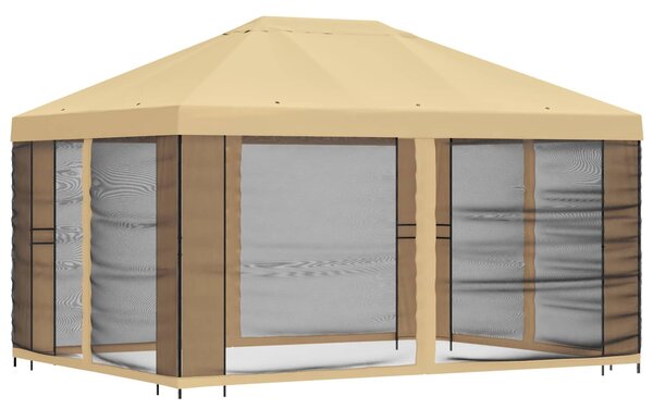 VidaXL Kerti pavilon oldalfalakkal 4 × 3 m Krémszínű