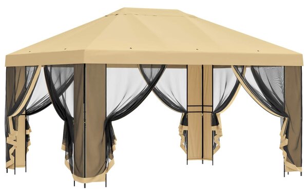 VidaXL Kerti pavilon oldalfalakkal 4 × 3 m Krémszínű