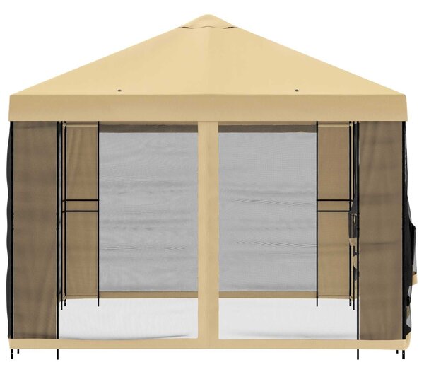 VidaXL Kerti pavilon oldalfalakkal 4 × 3 m Krémszínű