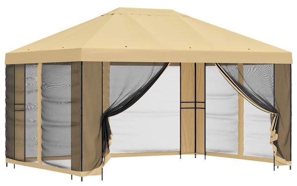 VidaXL Kerti pavilon oldalfalakkal 4 × 3 m Krémszínű