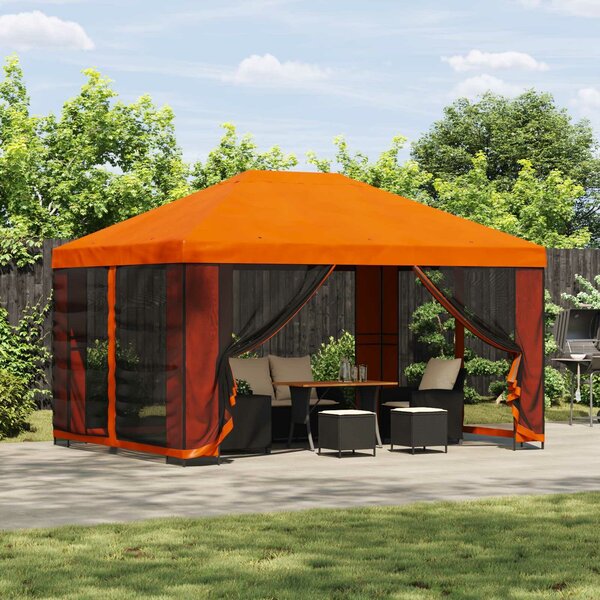 VidaXL Kerti pavilon oldalfalakkal 4 × 3 m Narancssárga
