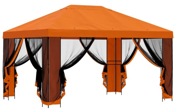 VidaXL Kerti pavilon oldalfalakkal 4 × 3 m Narancssárga