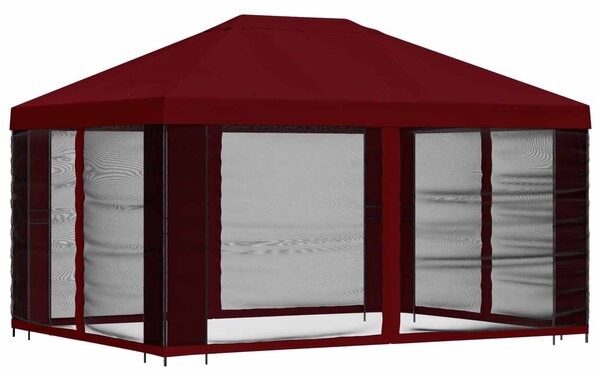 VidaXL Kerti pavilon oldalfalakkal 4 × 3 m Burgundi Poliészter és acél