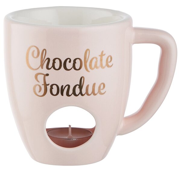 CHOCOLATE FONDUE fondue bögre 2 villával, rózsaszín