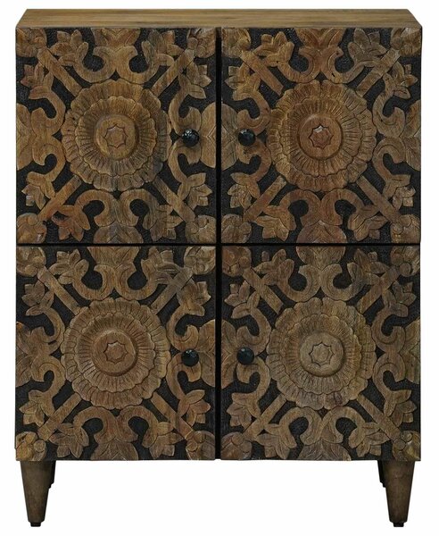 VidaXL Széf tárolóval ajtóval Barna 60 x 33,5 x 75 cm Tömör Mangófát