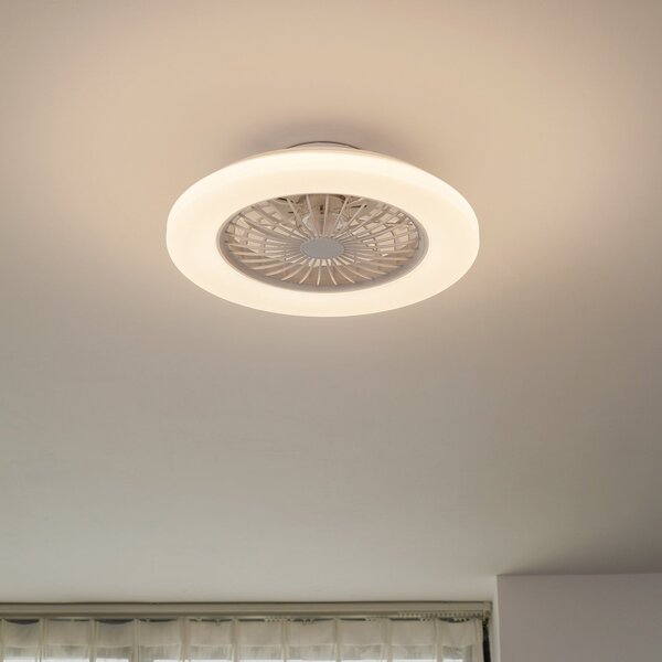 Vedin LED mennyezeti ventilátor, Ø 49 cm, fehér, CCT - Lindby Lindby, Vedin, dimmable, Fehér, Nappali, Műanyag, Modern