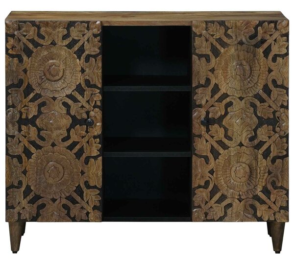 VidaXL Széf polcokkal tárolóval Barna 90 x 33,5 x 75 cm Tömör Mangófát