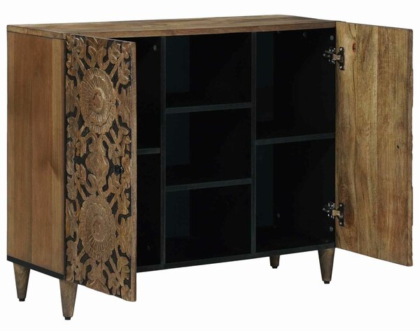 VidaXL Széf polcokkal tárolóval Barna 90 x 33,5 x 75 cm Tömör Mangófát