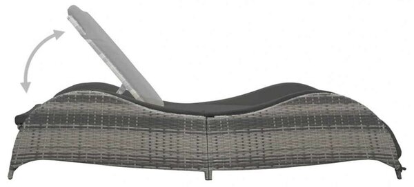 VidaXL Polyrattan Napozóágy - Antracit Szürke - 200cm