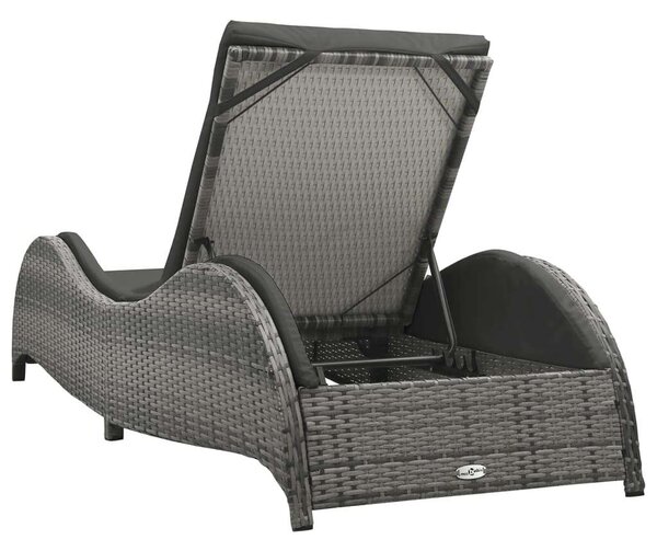 VidaXL Polyrattan Napozóágy - Antracit Szürke - 200cm