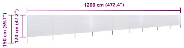 Homokfehér 9-paneles szövet szélfogó 1200 x 120 cm