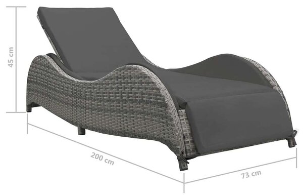 VidaXL Polyrattan Napozóágy - Antracit Szürke - 200cm