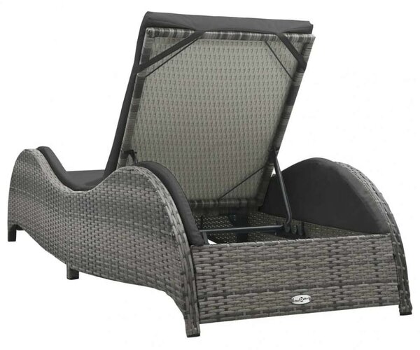 VidaXL Polyrattan Napozóágy - Antracit Szürke - 200cm