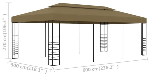 Tópszínű kerti pavilon 6 x 3 x 2,7 m 180 g/m²