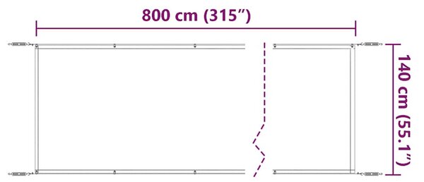 Terrakotta oxford-szövet függőleges napellenző 140 x 800 cm