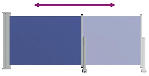 Kék behúzható oldalsó teraszi napellenző 100 x 300 cm