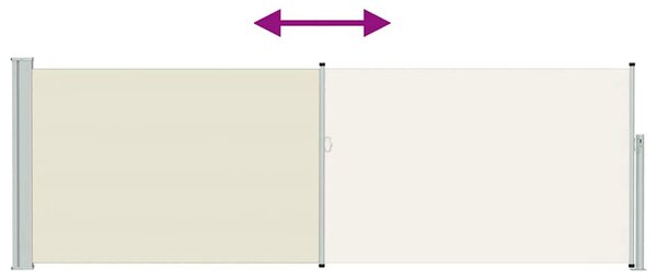 Krémszínű kihúzható oldalsó teraszi napellenző 100 x 300 cm