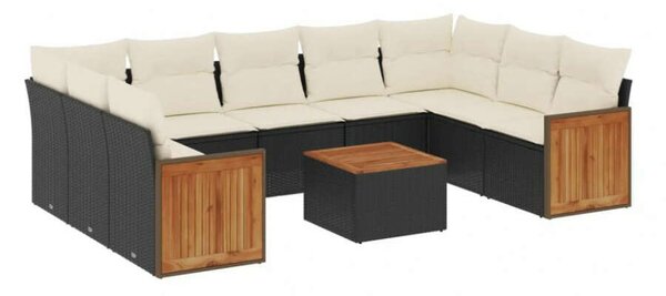 VidaXL Polyrattan Kerti Ülőgarnitúra - 10 részes - Fekete