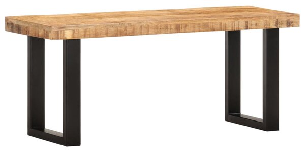 Tömör nyers mangófa és acél pad 110 cm
