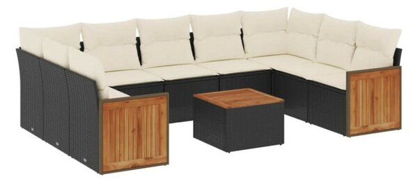 VidaXL Polyrattan Kerti Ülőgarnitúra - 10 részes - Fekete