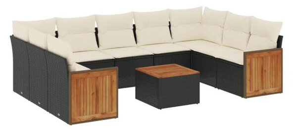 VidaXL Polyrattan Kerti Ülőgarnitúra - 10 részes - Fekete
