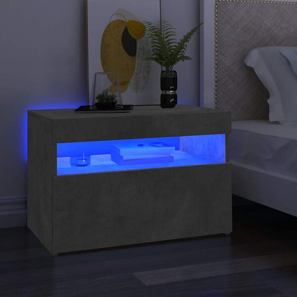 Betonszürke TV-szekrény LED-lámpákkal 60 x 35 x 40 cm