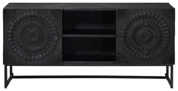 VidaXL TV szekrény Fekete 105 x 30 x 54 cm Tömör Mangófa és Műszaki Fa
