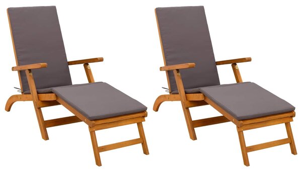 VidaXL Függőágy és összecsukható napozóágy 2 pcs Szürke Tömör Akácfa