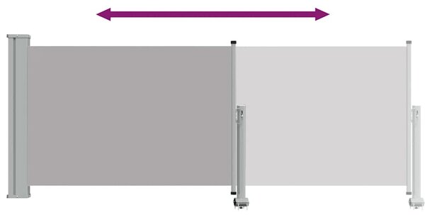 Szürke behúzható oldalsó terasz napellenző 100 x 300 cm