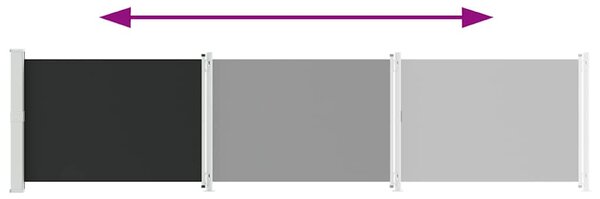 Fekete kihúzható oldalsó terasz-napellenző 140 x 600 cm