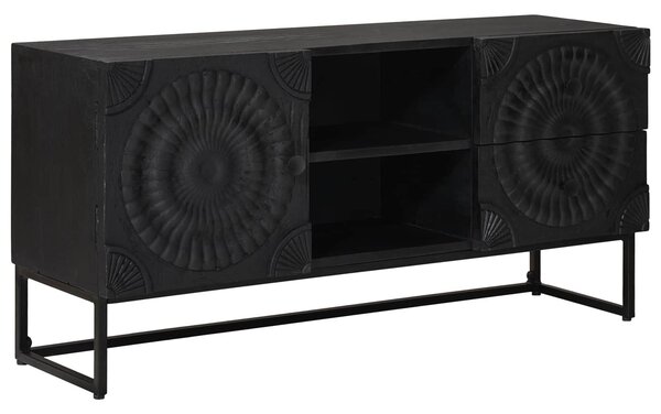 VidaXL TV szekrény Fekete 105 x 30 x 54 cm Tömör Mangófa és Műszaki Fa