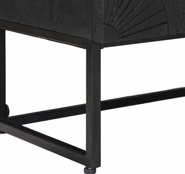 VidaXL TV szekrény Fekete 105 x 30 x 54 cm Tömör Mangófa és Műszaki Fa