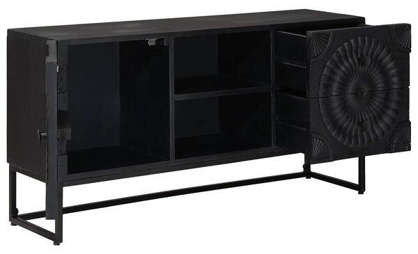 VidaXL TV szekrény Fekete 105 x 30 x 54 cm Tömör Mangófa és Műszaki Fa