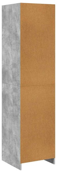 Betonszürke szerelt fa ruhásszekrény fiókokkal 50 x 50 x 200 cm