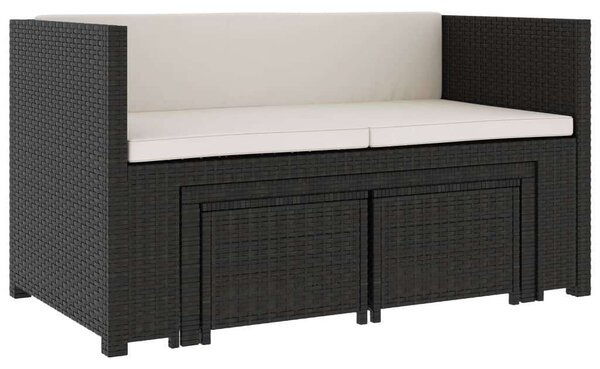 Polyrattan Kerti Ülőgarnitúra - 5 részes - Fekete
