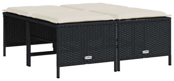 VidaXL 5 részes fekete polyrattan kerti kanapészett párnákkal
