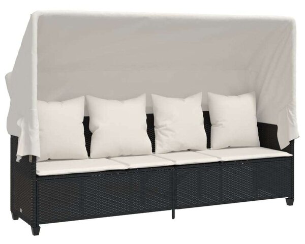 VidaXL 5 részes fekete polyrattan kerti kanapészett párnákkal