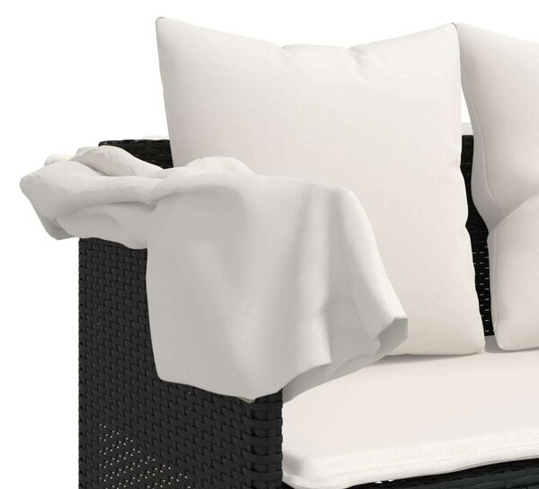 VidaXL 5 részes fekete polyrattan kerti kanapészett párnákkal