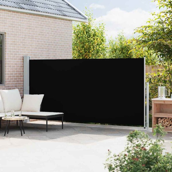 Fekete behúzható oldalsó terasznapellenző 180 x 500 cm