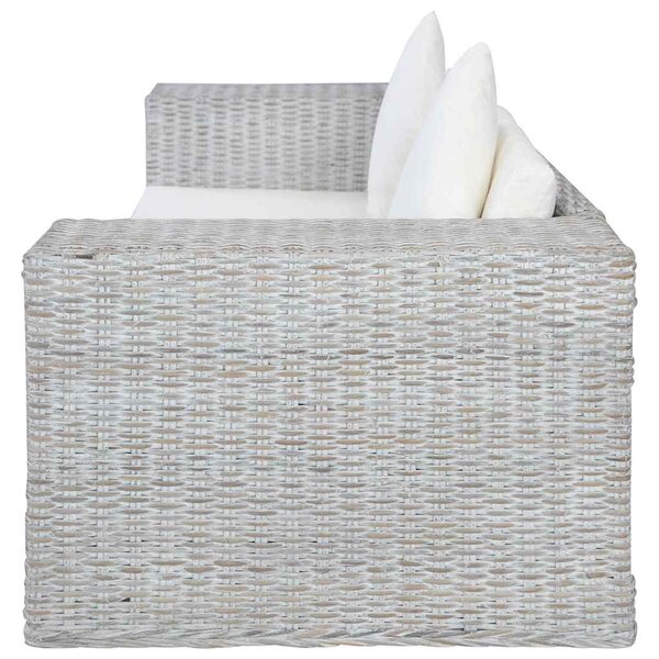 2 személyes szürke természetes rattan kanapé párnával
