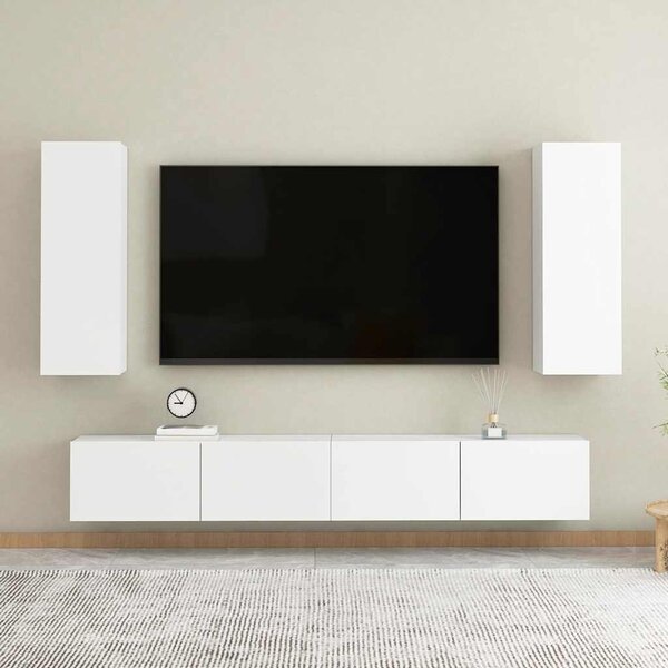 Fehér szerelt fa TV-szekrény 30,5 x 30 x 90 cm
