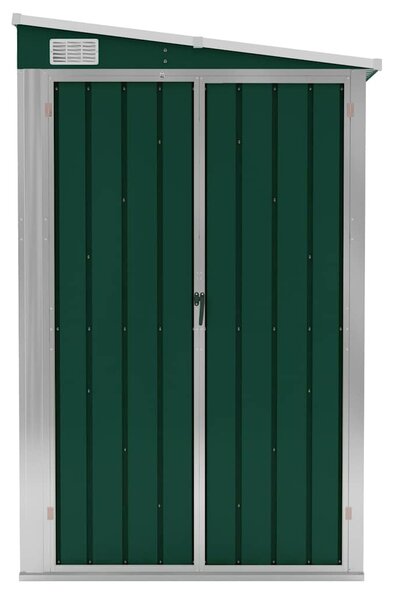 Zöld acél falhoz erősíthető kerti fészer 118 x 382 x 178 cm