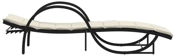 VidaXL Napozóágy Szett - 2 db, Fekete Polyrattan