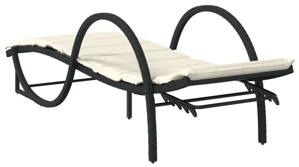 VidaXL Napozóágy Szett - 2 db, Fekete Polyrattan