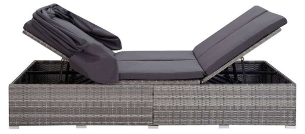 VidaXL Napozóágy - 2 Személyes - Szürke Polyrattan