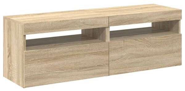 2 db sonoma tölgy színű TV-szekrény LED-lámpákkal 60x35x40 cm