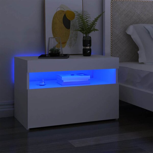 Fehér TV-szekrény LED-lámpákkal 60 x 35 x 40 cm