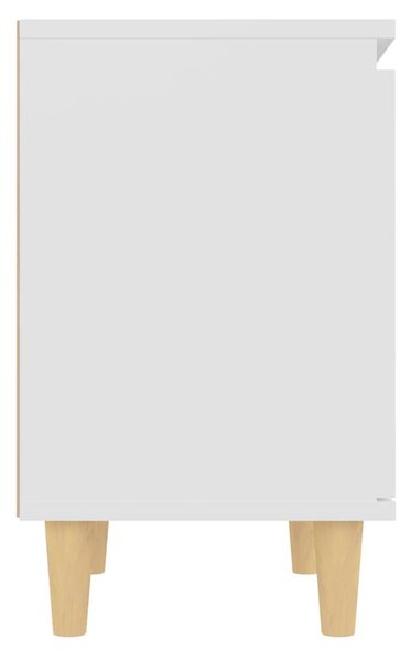 2 db fehér éjjeliszekrény tömör fa lábakkal 40 x 30 x 50 cm